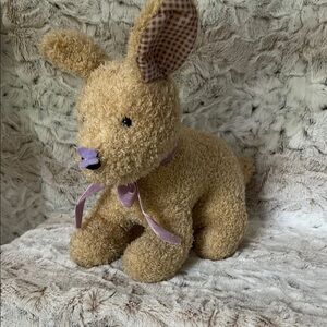 Bath & Body Works Adorable Tan Plush Puppy with Purple Accents & Butterfly